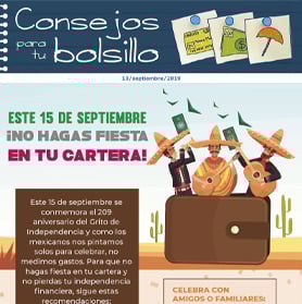 Este 15 de septiembre ¡No hagas fiesta en tu cartera!