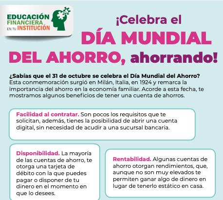 ¡Celebra el día mundial del ahorro, ahorrando!