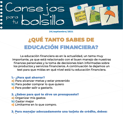 ¿Qué tanto sabes de educación financiera?