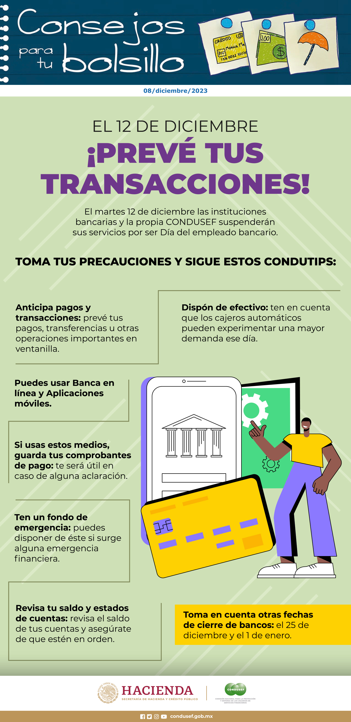 El 12 de diciembre preve tus transacciones.