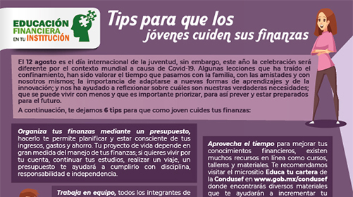 Tips para que los jóvenes cuiden sus finanzas